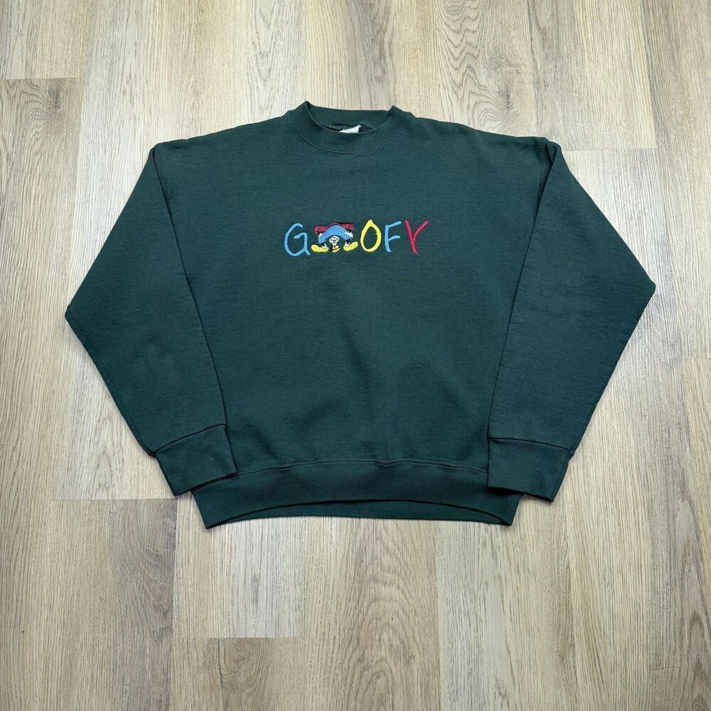 Vintage Mickey & Co Sweatshirt Mens Large Green Goofy Embroidered Fleece USA